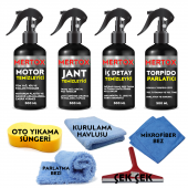 MERTOX ARAÇ ARABA OTOMOBİL OTO TEMİZLİK VE BAKIM SETİ MOTOR JANT İÇ DETAY TEMİZLEYİCİ VE TORPİDO PARLATICI SÜT 4X500ML - 1