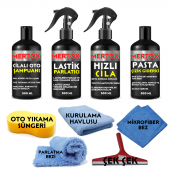 MERTOX ARAÇ ARABA OTOMOBİL OTO TEMİZLİK VE BAKIM SETİ CİLALI OTO ŞAMPUANI+LASTİK PARLATICI+HIZLI CİLA VE İNCE PASTA ÇİZİK GİDERİCİ 4X500ML - 1