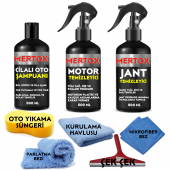 MERTOX ARAÇ ARABA OTOMOBİL OTO TEMİZLİK VE BAKIM SETİ CİLALI OTO ŞAMPUANI+MOTOR+JANT TEMİZLEYİCİ 3X500ML TEMİZLEME SOLÜSYON BAKIM KORUMA - 1
