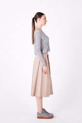 BEJ FİNE FACTORY KADIN ARKA BELİ LASTİKLİ KRUVAZE 2 CEPLİ ETEK - 3