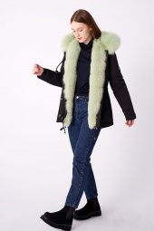BEJ FİNE FACTORY KADIN KAPÜŞONLU KISA PARKA - 3