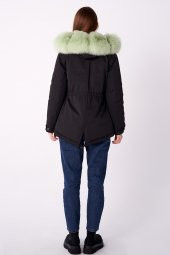 BEJ FİNE FACTORY KADIN KAPÜŞONLU KISA PARKA - 5