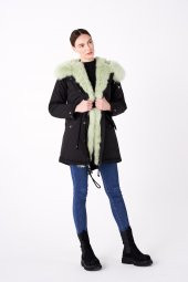 BEJ FİNE FACTORY KADIN KAPÜŞONLU KISA PARKA - 9