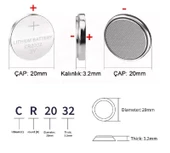 CR2032 Pil Düğme Para Pil Lityum Batarya 3V Bios Kumanda Tartı Saat Araba Anahtarı thumbnail 7