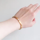 BZ 316l Çelik Rose Zirkon Taşlı Tektaş Şık Spor Kelepçe BLZ-462 - 2