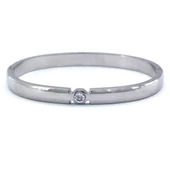 BZ 316l Çelik Zirkon Taşlı Tektaşlı Spor Kelepçe BLZ-459 - 4