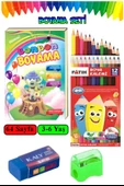 Boyama Kitabı Kalın 1 Adet 3-6 Yaşa Uygun Boyama Kitabı 64 Sayfa Çek Kopar Boya Kuruboya Silgi Kalemtıraş Okul Öncesi - 1