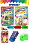 Boyama Kitabı Kalın 1 Paket 3-6 Yaşa Uygun Boyama Kitabı 128 Sayfa Çek Kopar Boya Kuruboya Silgi Kalemtıraş Okul Öncesi - 1