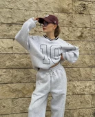 V Yaka  Sweat Takım - Gri - 5