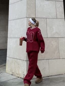 V Yaka Sweat Takım - Bordo - 6