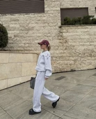 V Yaka  Sweat Takım - Gri - 6