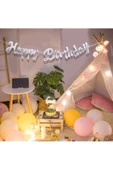 Pazariz Happy Bırthday Kaligrafi Banner Yazı Gümüş Metalik thumbnail 2