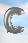 Pazariz C Harfi Gümüş Folyo Balon 100 Cm 40 Inç 1 Metre Silver thumbnail 1