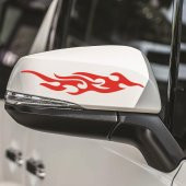 2 Adet Alev Desen Sticker | Kaput - Bagaj - Cam - Leptop - Ayna | Kırmızı - 2