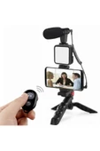 Pazariz Profesyonel Selfie Mikrofon Tripod Ile Led Işık Stüdyo Mikrofon Kayıt Mikrofon Vlog Için - 3