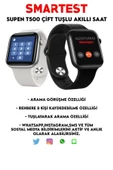 Pazariz Supen Son Sürüm T500 Çift Tuş Akıllı Saat Ios Andorid Destekli Arama Özelliği Sensörlü - 2
