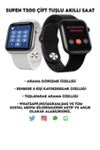Pazariz T500 Çift Tuş Akıllı Saat Ios Andorid Destekli Arama Özelliği Sensörlü Smartwatch thumbnail 2
