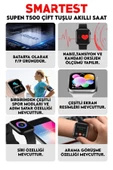 Pazariz Supen Son Sürüm T500 Çift Tuş Akıllı Saat Ios Andorid Destekli Arama Özelliği Sensörlü - 3