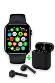 Pazariz Akıllı Saat L800 + Aırpods I12 Kablosuz Kulaklık Ikili Siyah Set Uyumlu thumbnail 1