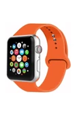 Pazariz Apple Watch Uyumlu 2 3 4 5 6 7 Se Uyumlu 38 Mm 40 Mm 41 Mm Silikon Kordon Kayış Turuncu - 1