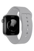 Pazariz Apple Watch Uyumlu 3 4 5 6 7 8 Se Delikli 42 44 45mm Kordon Kayış Bileklik Klasik Silikon thumbnail 3