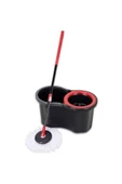 Pazariz Siyah Döner Başlıklı Microfiber Temizlik Seti 2 Adet Mikrofiber Mop Yedekli - 1