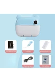 Pazariz Anlık Termal Yazıcılı Dijital Çocuk Kamerası Kulaklı 2.4 İnç HD Photo Printer Camera Mavi - 3