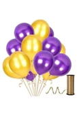 Pazariz 40 Adet Metalik Sedefli Mor, Altın Balon-uçan- Güzel-parti Bal... - 1