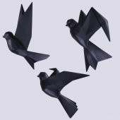 Selim Dekor Mouette 3lü Dekoratif Kuş Siyah - 1