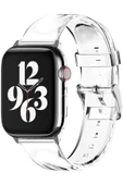 Pazariz Apple Watch Uyumlu1 2 3 4 5 6 7 Se 38mm Klasik Silikon Kordon Kayış Şeffaf thumbnail 1