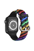 Pazariz Apple Watch Uyumlu2 3 4 5 6 7 Se 40mm Spor Renkli Örgü Silikon Kayış Kordon thumbnail 1