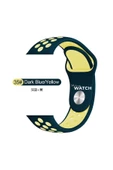 Pazariz Apple Watch Uyumludelikli Silikon Kordon 42/44 Mm Dark Blue Yellow - 2