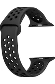 Pazariz Apple Watch Uyumluseries 8 45mm Kordon, Silicone Sport Band Siyah thumbnail 1