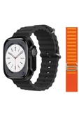 Pazariz Gs8 Watch 8 Ultra Akıllı Saat Siyah Türkçe Watch 2.02 Inc Turuncu Silikon Kordon Hediye thumbnail 1
