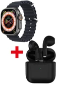 Pazariz Gs8 Watch 8 Ultra Akıllı Saat Siyah Watch 2.02 Inc Siyah I12 Bluetooth Kulaklık Hediye - 1