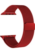 Pazariz Apple Watch Uyumluseries 8 41mm Kordon, Metal Kırmızı thumbnail 1