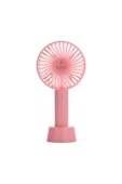 Pazariz Şarjlı Fan Mini Taşınabilir El Ve Masa Üstü 3 Kademeli Standlı Vantilatör Fan Pembe - 1