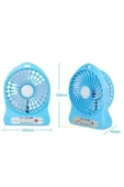 Pazariz Şarjlı Mini Vantilatör Masa Üstü 3 Kademeli Usb Mini Fan Mavi - 1