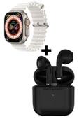Pazariz Gs8 Watch 8 Ultra Akıllı Saat Beyaz Watch + Siyah Pro4 Benzeri Bluetooth Kulaklık Hediye thumbnail 1
