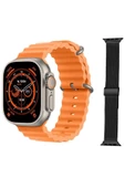 Pazariz Gs8 Watch 8 Ultra Akıllı Saat Turuncu Türkçe Watch 2.02 Inc Siyah Metal Kordon Hediye thumbnail 1