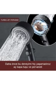 Pazariz 5 Fonksiyonlu Turbo Jet Pervaneli Aç Kapa Duş Başlığı Yüksek Tasarruf Tazyik Siyah thumbnail 2