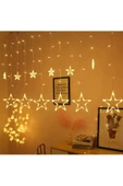 Pazariz Dekoratif Pilli Yıldızlı Led Işıklı Saçaklı Perde Aydınlatma - 1