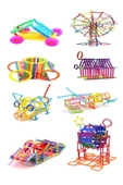 Pazariz 120 Parça Geometrik Çubuklar Bloklar Yapboz Puzzle Bultak Zeka Renk Algı Gelişim Eğitici Oyuncak - 3