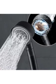 Pazariz Siyah Turbo Fan Pervaneli 5 Fonksiyonlu Stoplu Duş Başlığı El Duşu - 1