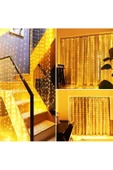Pazariz Peri Telli Perde Led Işık Kumandalı 300 Ledli 3 X 3 Metre Usb'li 8 Animasyonlu Günışığı Yıld thumbnail 3