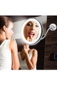 Pazariz 10x Zoomlu Esnek Işıklı Makyaj Aynası Büyüteç Led Işıklı Ayna thumbnail 1