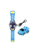 Pazariz Uzak Kumandalı Araba Oyuncak Işıklı Şarjlı Kol Saati Tipi Sevimli RC Araba Mavi - 1