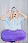 Pazariz Pembecin Uyku Göz Bandı Maskesi Işık Önleyici Gözlük Maske Bant Eye Mask Mor (1adet) - 1