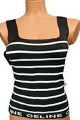 Pazariz Siyah Beyaz Çizgili Kare Yaka Atlet Triko Bluz Crop S / M / L Beden Uyumlu - 1