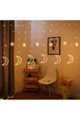 Pazariz Dekoratif Ay Yıldızlı Saçak Led Perde Led Işık Animasyonlu Yılbaşı Led Işık Süs thumbnail 2